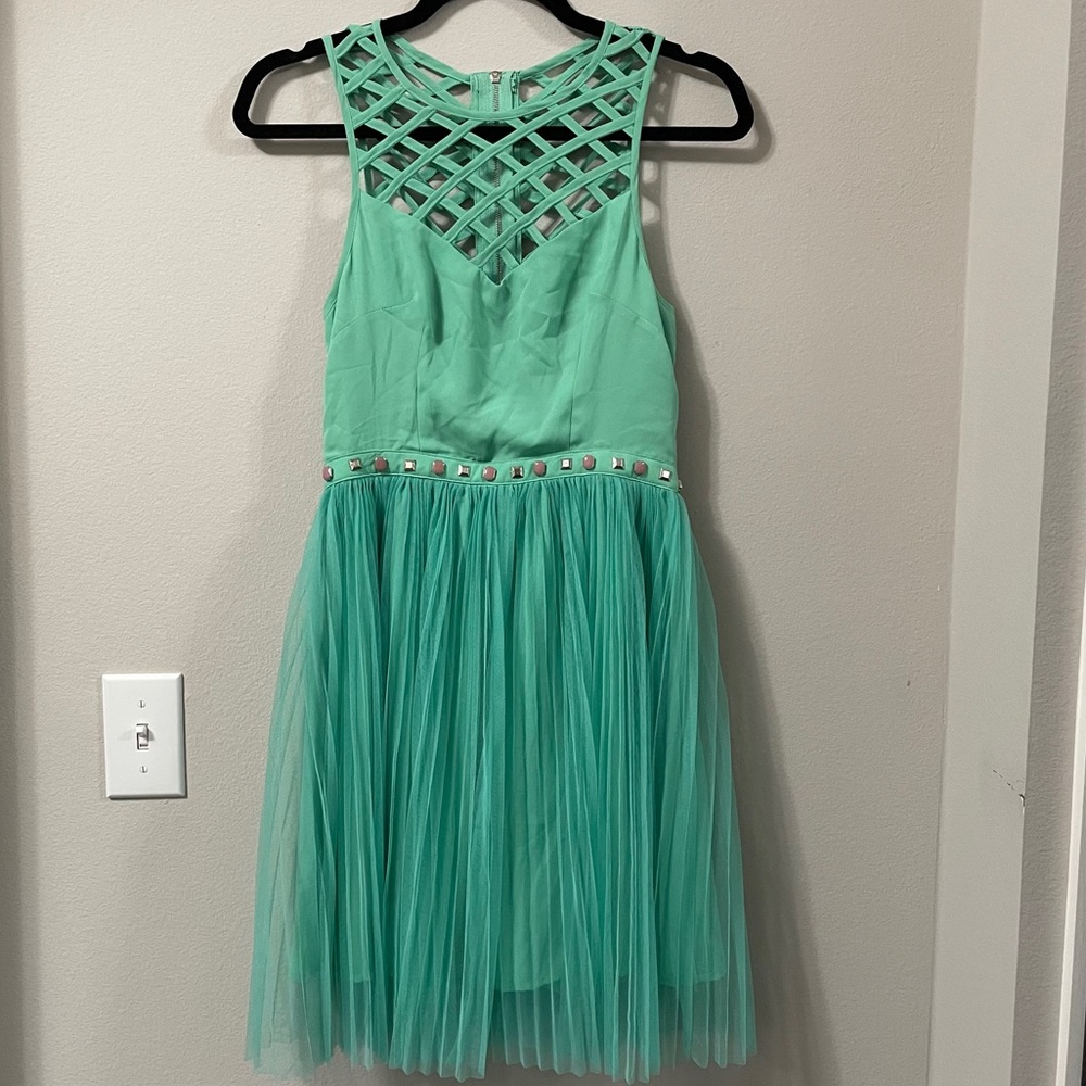ENGLISH ROSE Turquoise Teal Dress